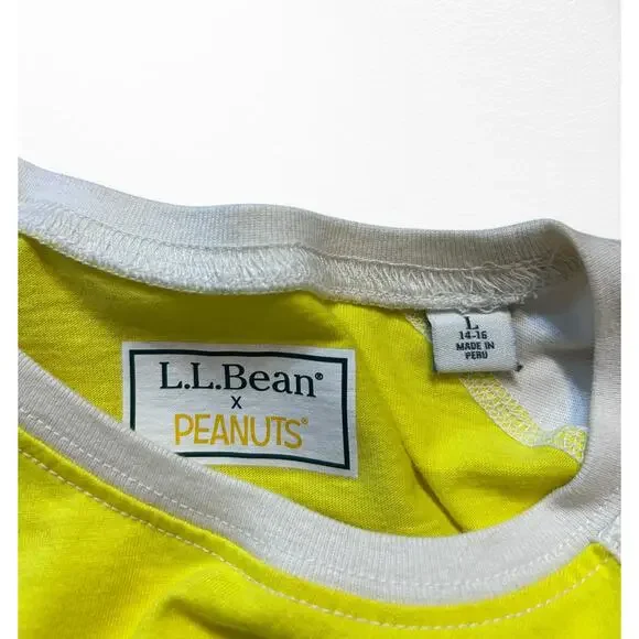 LL Bean x Peanuts Organic Long-Sleeve Baseball Tee, Size 14/16 - Picture 3 of 7